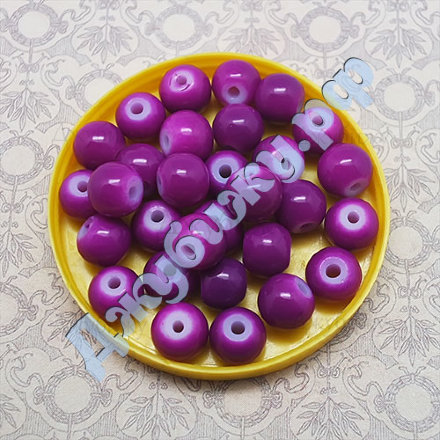 Бусины стеклянные фиолетовые, 6 мм (30 шт)