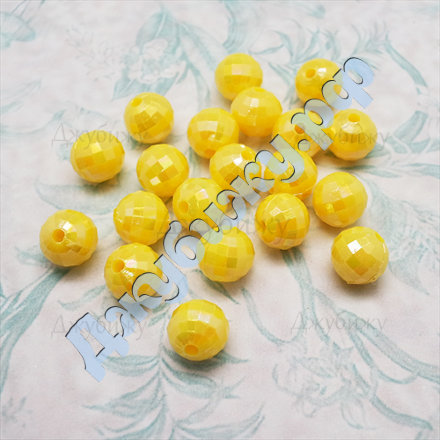 Бусины акриловые гранённые перламутровые жёлтые, 8 мм (20 шт)
