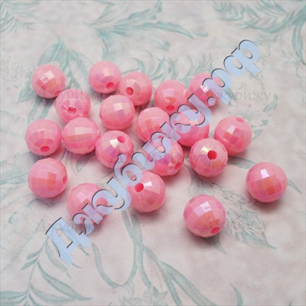 Бусины акриловые гранённые перламутровые розовые, 8 мм (20 шт)
