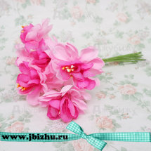 Декоративный букетик цветов, розовый 4 см (6 шт)