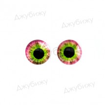 Глаза для игрушек стеклянные розово-салатовые №107 8 мм (пара)