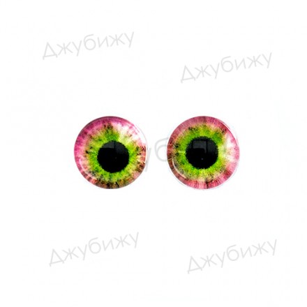 Глаза для игрушек стеклянные розово-салатовые №107 8 мм (пара)