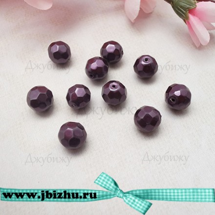 Бусины под натуральный камень Опал гранёные фиолетовые, 10 мм (10 шт)