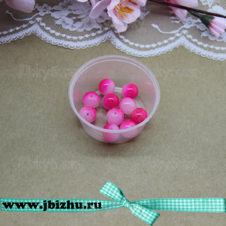Стеклянные бусины розово-белые, 12 мм (10 шт)