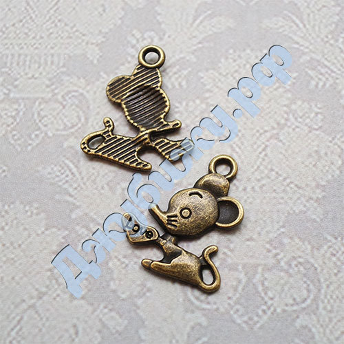 Металлическая подвеска "Мышка" бронза, 20*17 мм Металлическая подвеска "Мышка" бронза, 20*17 мм