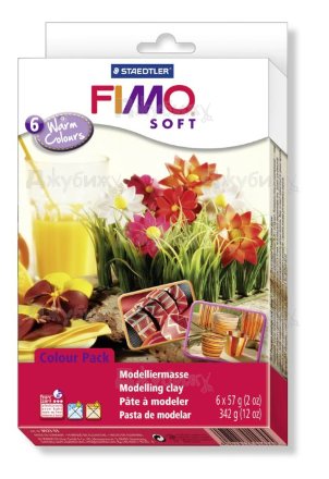 Fimo Soft комплект полимерной глины &quot;Тёплые цвета&quot; (6 блоков по 57 г)