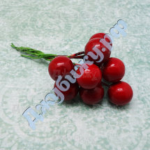 Декоративная ягода &quot;Вишня&quot; на проволоке красная, 12 мм (10 шт)