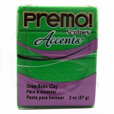 Sculpey Premo зелёный с блёстками (5550), 57 г