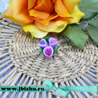 Бусина Fimo "3 розочки" фиолетовая, 18,5*11 мм