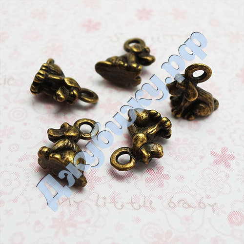 Подвеска "Щенок" бронза, 10*8 мм