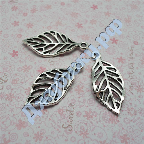 Подвеска для бижутерии "Лист" серебро, 29*13 мм