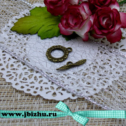 Тогл "Цветок" бронза, 17*24*3 мм