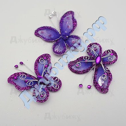 Декоративная бабочка фиолетовая, 40*35 мм (уценка)