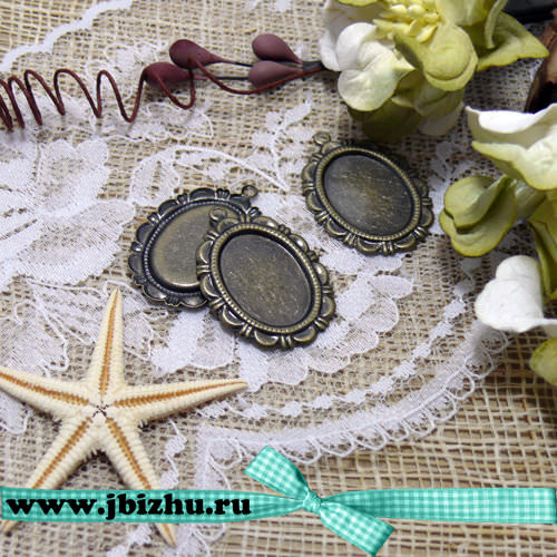 Рамка для кабошона бронза, 20*28 мм