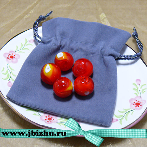 Бусина Lampwork красная