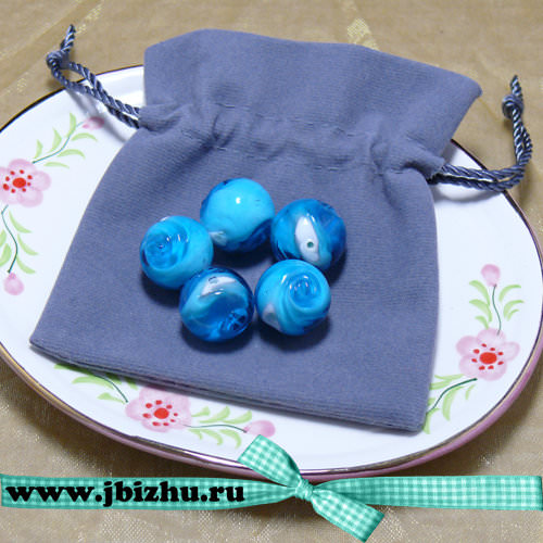 Бусина Lampwork голубая