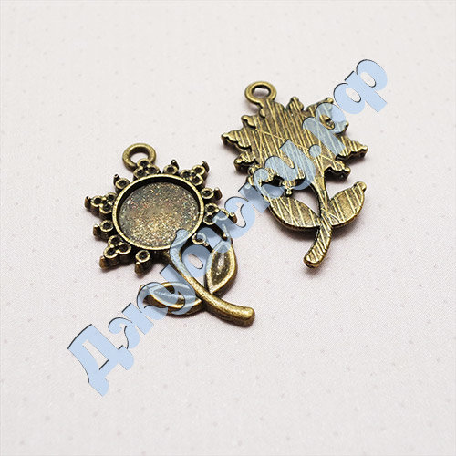 Рамка для украшений "Подсолнух" бронза, 17*21 мм