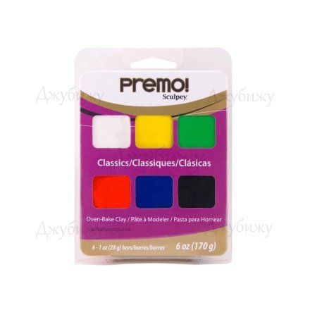 Набор пластика полимерного Premo Accents, упаковка 6 брусков по 29 граммов, классические цвета