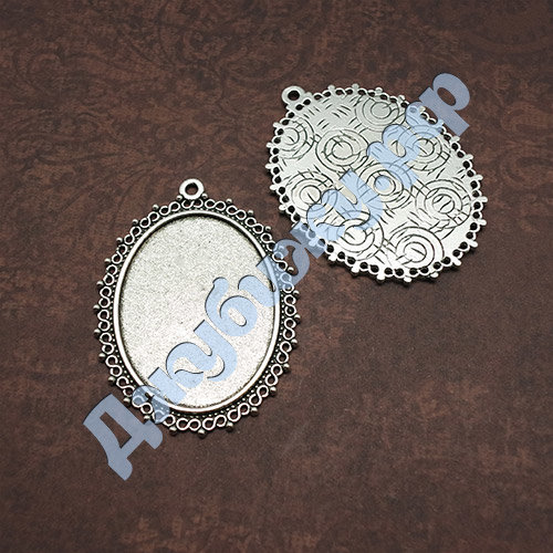 Рамка для бижутерии серебро, 41*54 мм