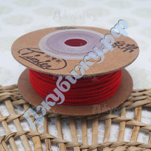 Нейлоновый шнур плетёный 2 мм красный, катушка - 12 м
