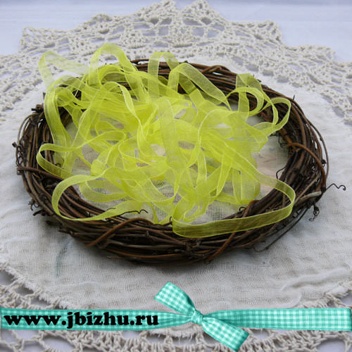 Лента из органзы желтая (5 м), 6 мм