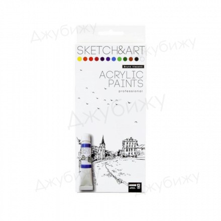 Краски акриловые Sketch&amp;Art 12 цветов по 12 мл
