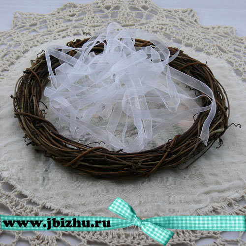 Лента из органзы белая (5 м), 6 мм