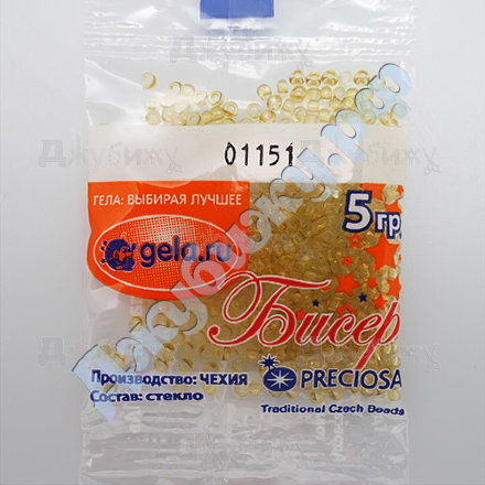 Бисер Preciosa цвет 01151 Чехия прозрачный салатово-желтый, 5 г