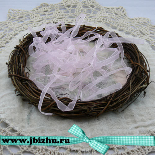 Лента из органзы розовая (5 м), 6 мм