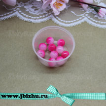 Стеклянные бусины розово-белые, 12 мм (10 шт)