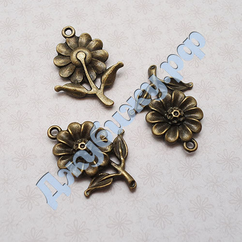 Металлическая подвеска "Цветок" бронза, 20*27*4 мм