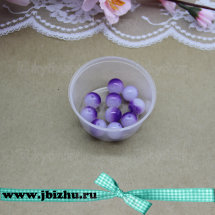 Стеклянные бусины бело-фиолетовые, 12 мм (10 шт)