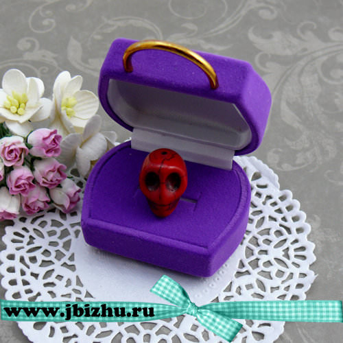 Бусина "Череп" красная, 17*18мм