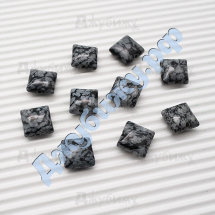 Бусина из натурального камня Снежный обсидиан чёрная, 10*10 мм (10 шт)