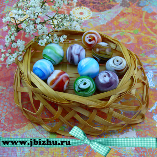 Бусинa Lampwork с узором микс, 16 мм (10 шт)