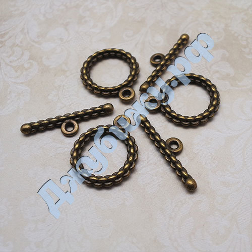 Тоггл для бижутерии бронза, 26*18 мм