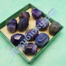 Бусина гранёная из натурального камня Агат фиолетовая, 13*18 мм (10 шт)