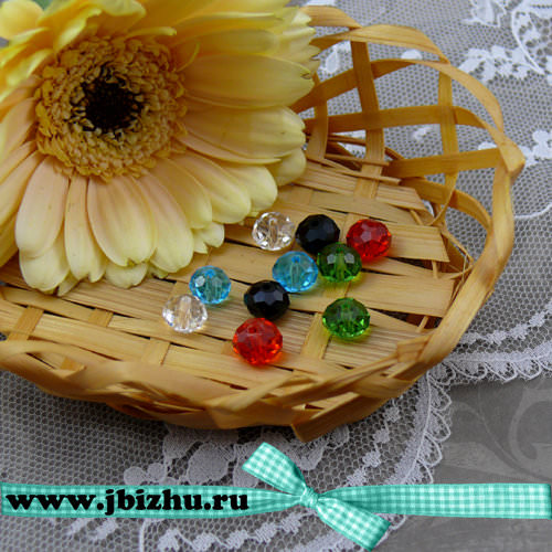 Стеклянная бусинa гранёная микс, 8 мм (10 шт)