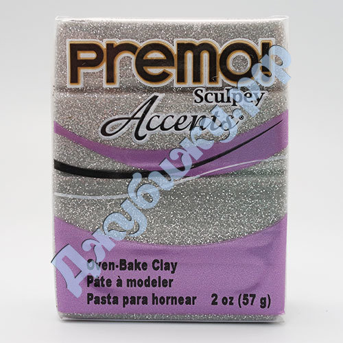 Sculpey Premo, белый глиттер (5132), 57 г