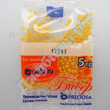 Бисер Preciosa цвет 17383 Чехия перламутр ярко-жёлтый, 5 г