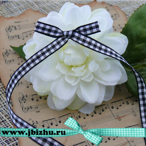 Лента в клетку чёрная (1 м), 7 мм