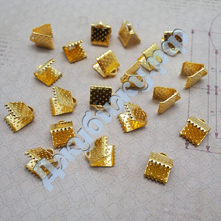 Зажимы для ленты золото,  6*7 мм (20 шт)