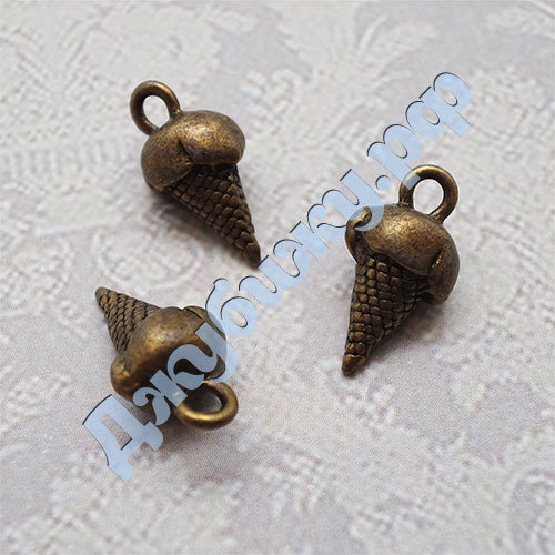 Металлическая подвеска "Мороженное" бронза, 9*15*8 мм