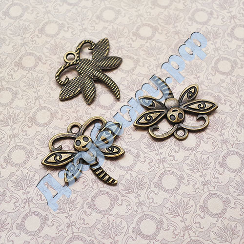 Металлическая подвеска "Стрекоза" бронза, 25*22 мм