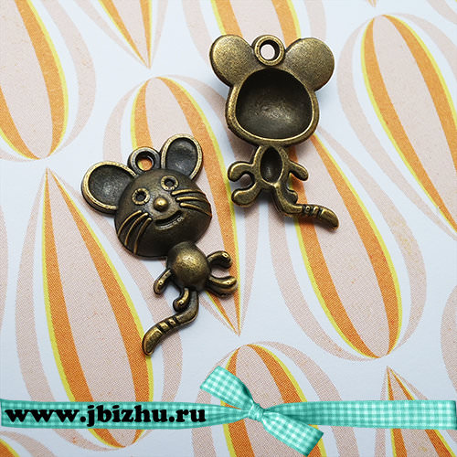 Подвеска "Мышка" бронза, 21*14 мм