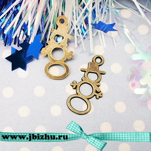 Подвеска "Снеговик" бронза, 15*29 мм