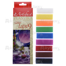 Набор пластики Артефакт Lapsi Glitter 9 классических цветов с блёстками 180 г