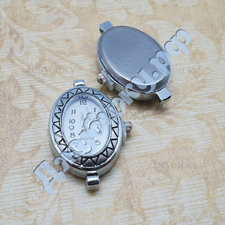 Основа для часов овальная серебро, 33*23*8 мм