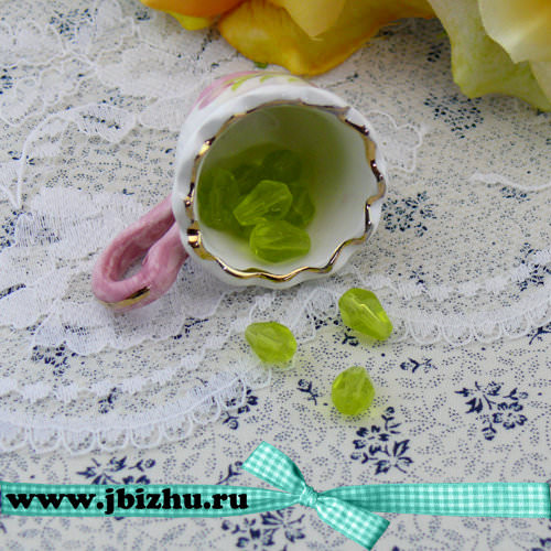 Стеклянная бусина жёлтая, 8*6 мм (10 шт)