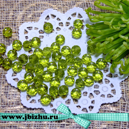 Стеклянная бусина граненая болотная (50 шт)